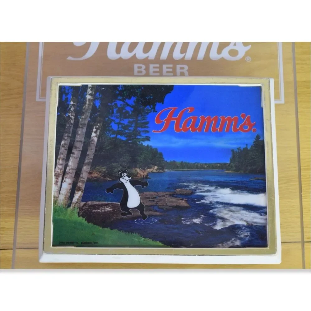 Hamm's Beer 1865 Bear Dipping Toe Water Light Up Wall Sign Vtg Breweriana READ
